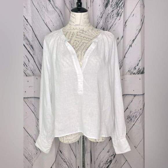 J.Crew Cabana Linen Top White L - Picture 2 of 8